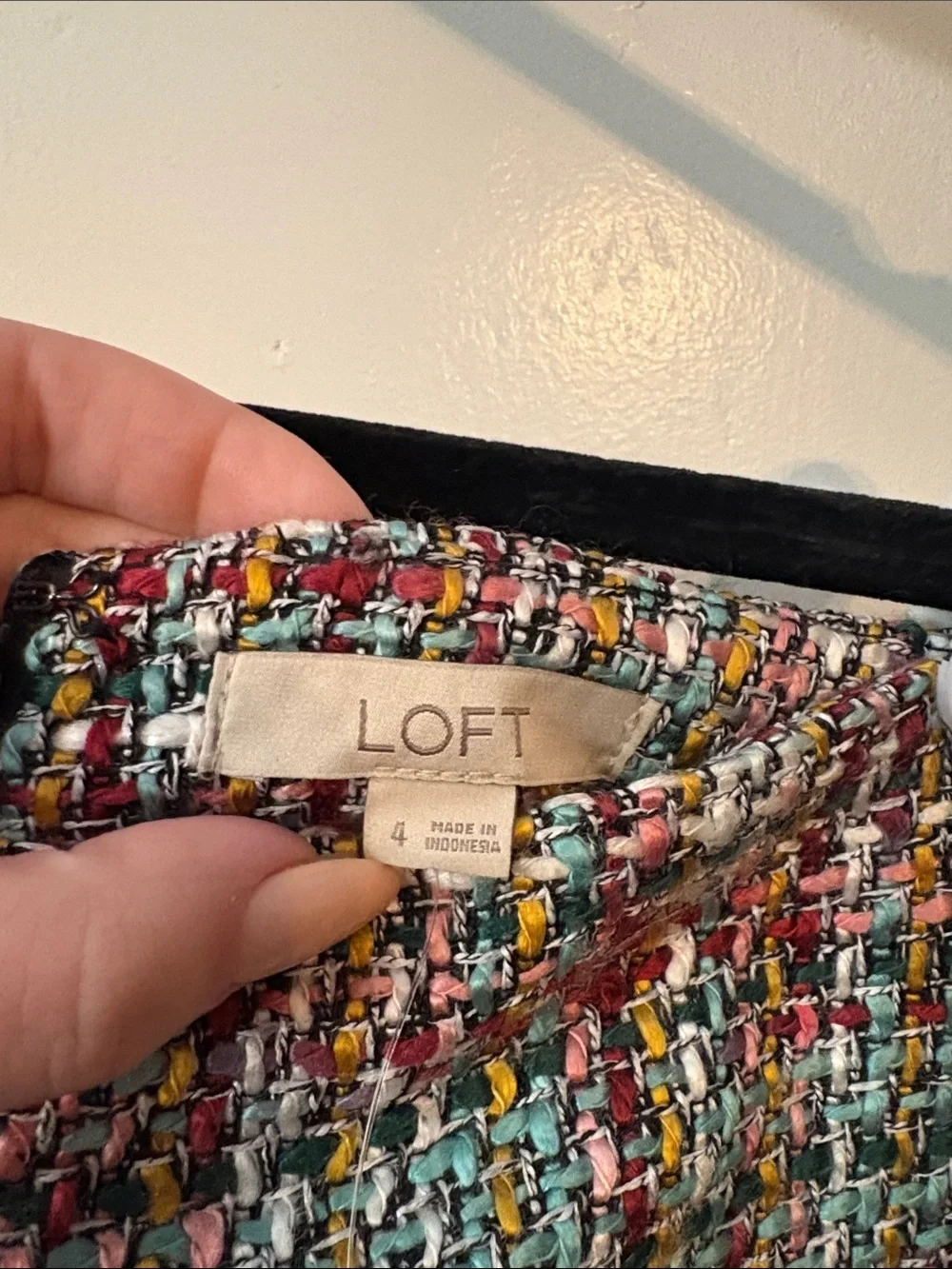 NWT: LOFT Multicolor Tweed Mini Skirt with Black Zip Trim